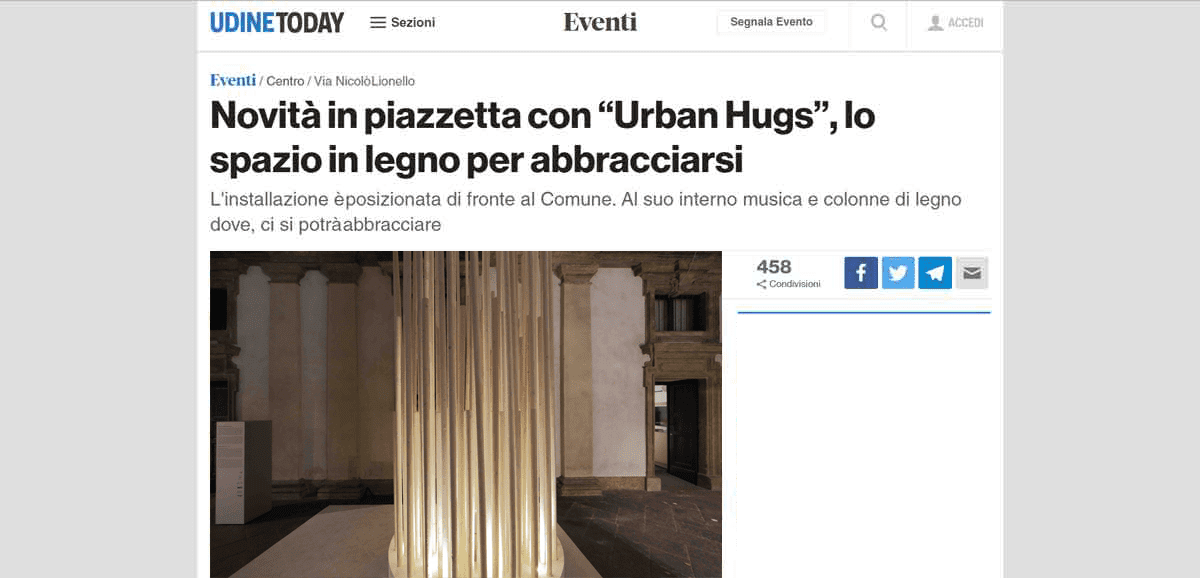 UDINETODAY, URBAN HUGS A SPACE TO HUG