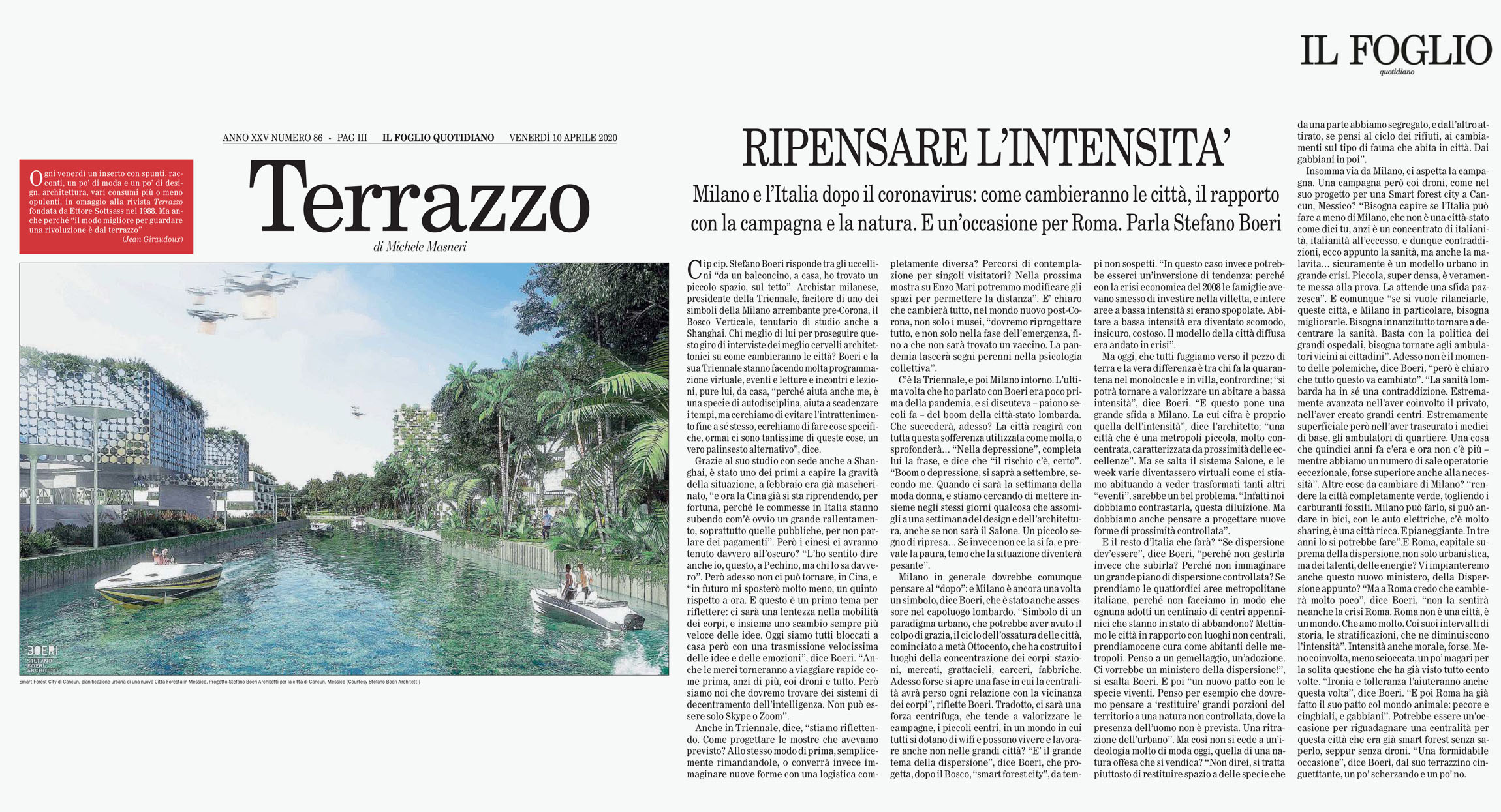 Il Foglio Rethink The Concept Of Intensity Stefano Boeri Architetti