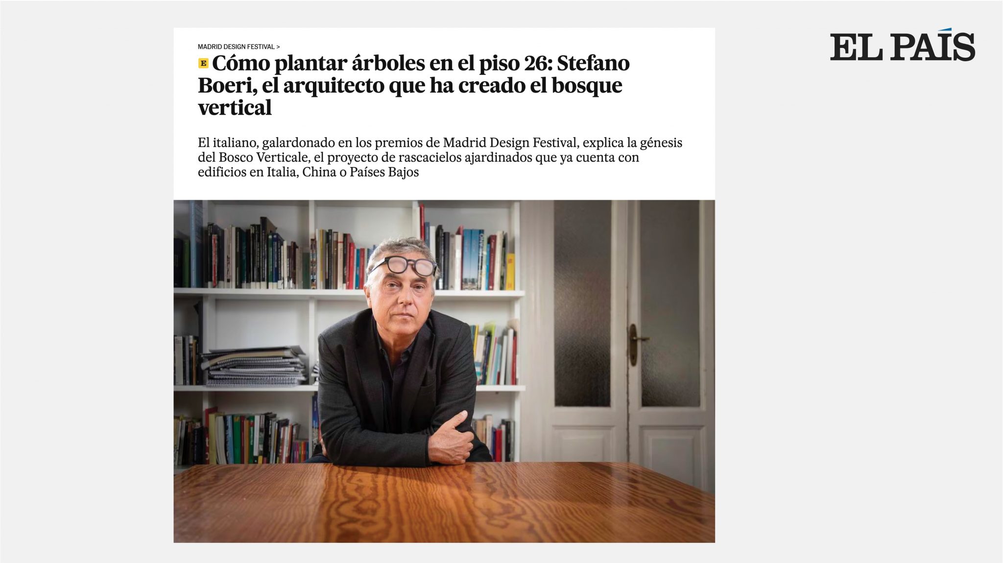 intervista a Stefano Boeri su El Pais