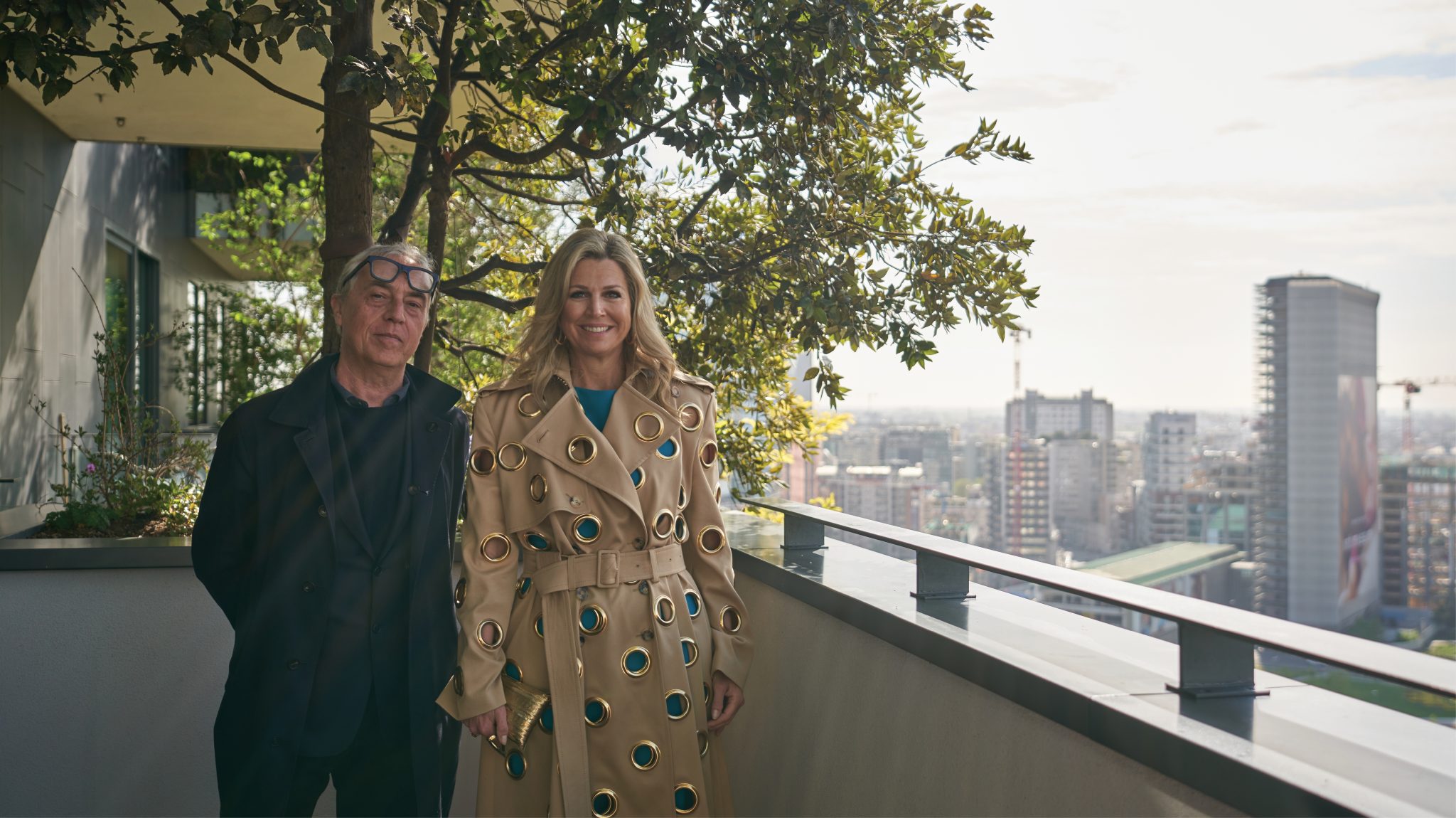 Regina d'Olanda al Bosco Verticale con Stefano. Boeri