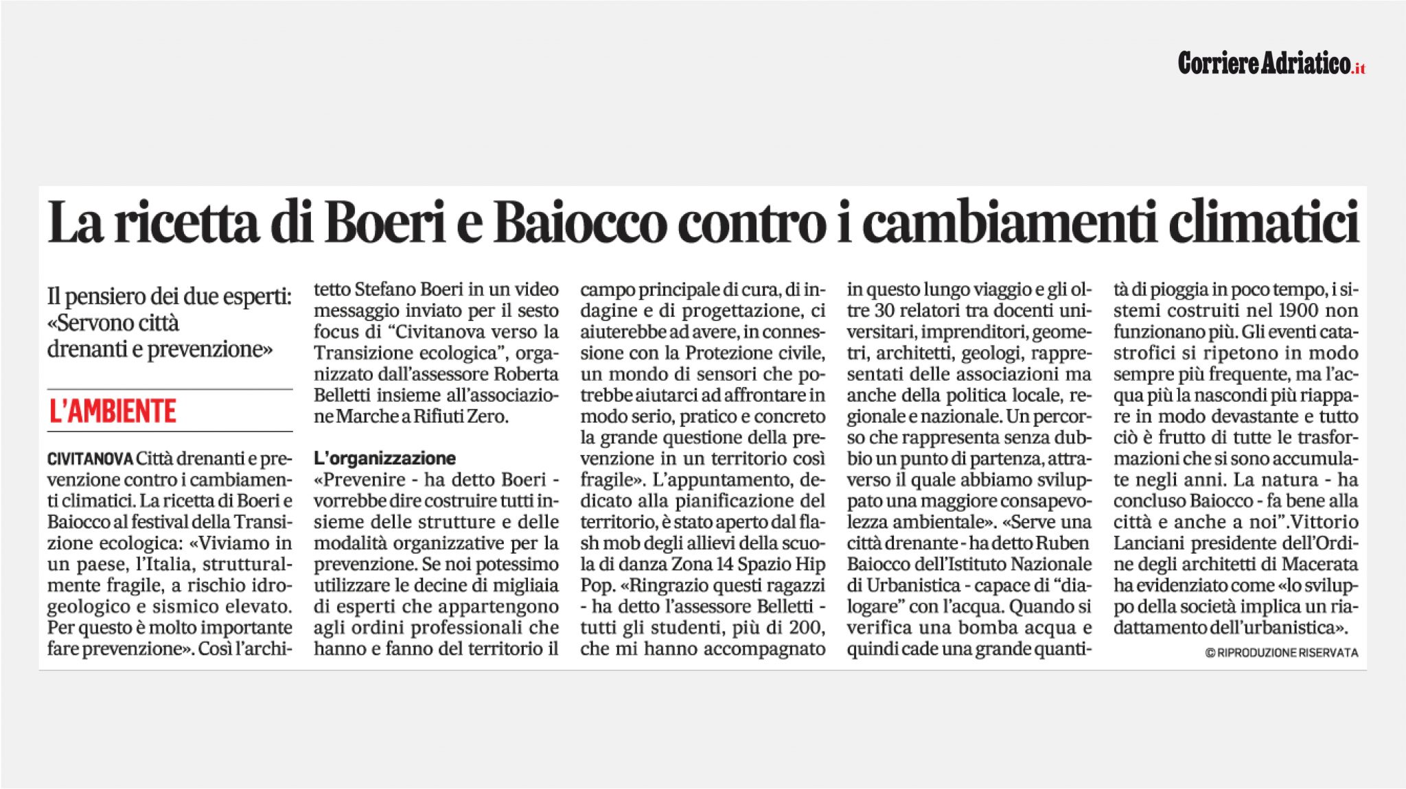 Stefano Boeri su Il Corriere Adriatico