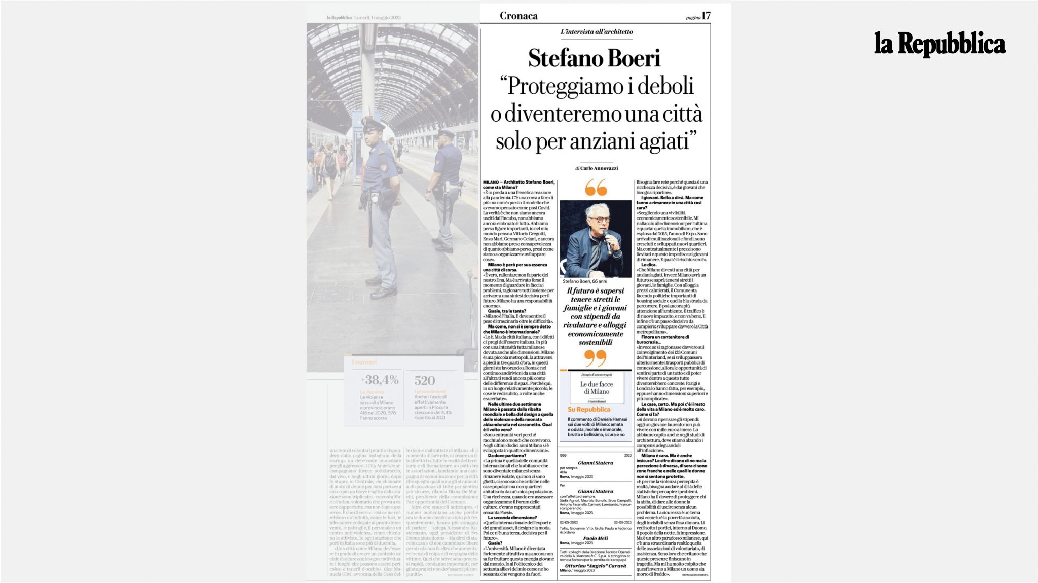 Intervista di Stefano Boeri su La Repubblica