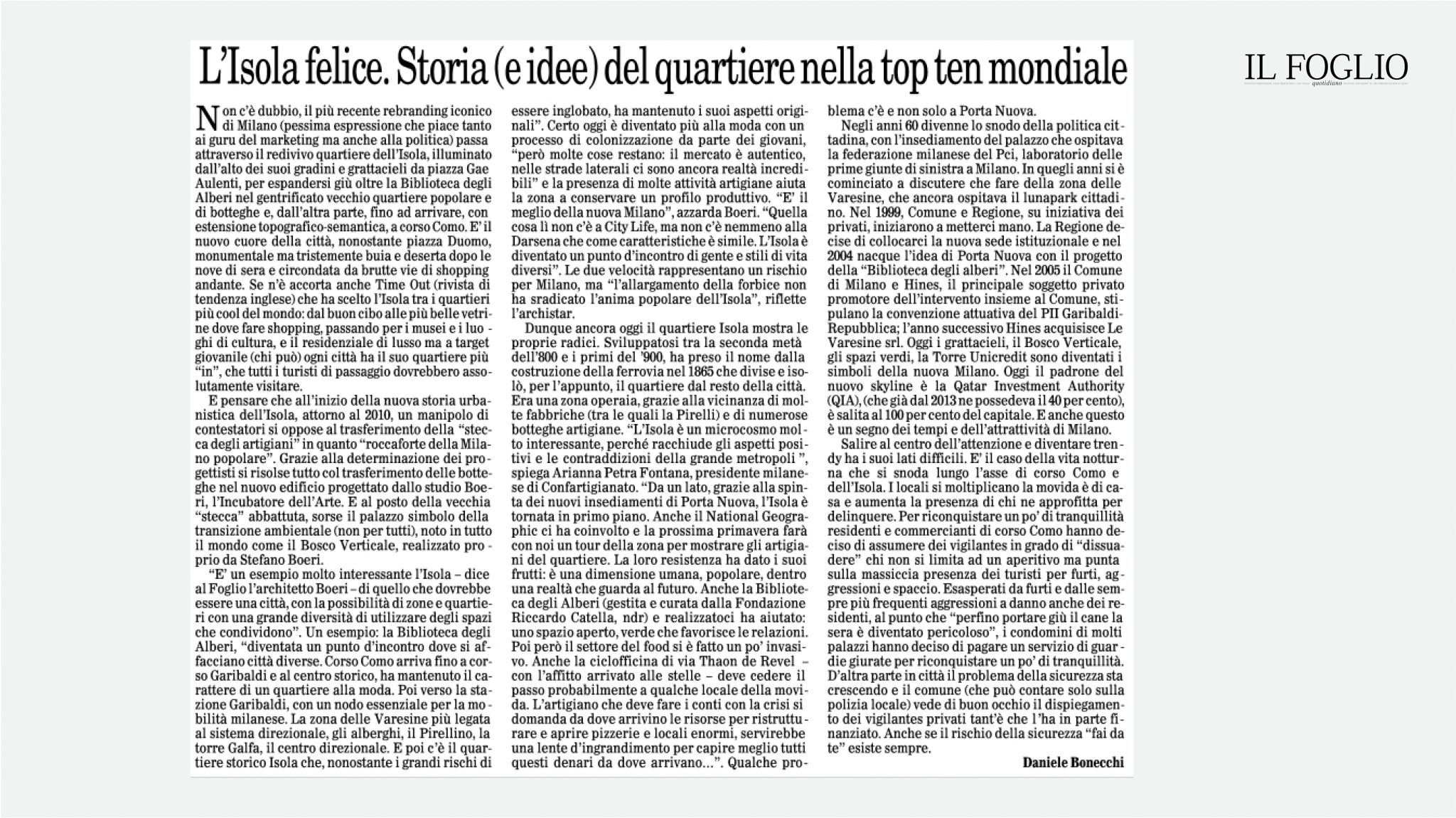 Stefano Boeri su il foglio