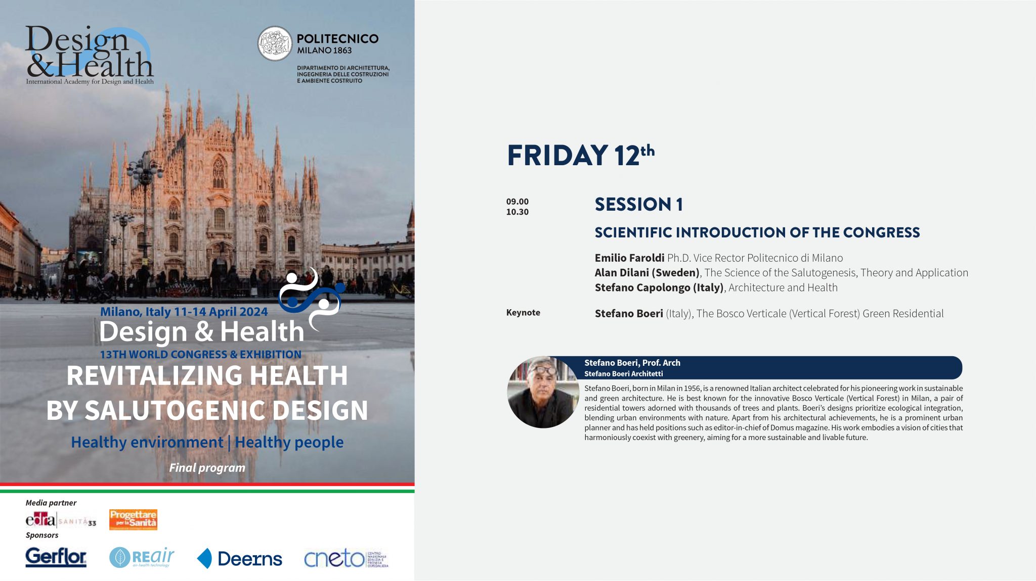 Stefano Boeri al Design & Health World Congress