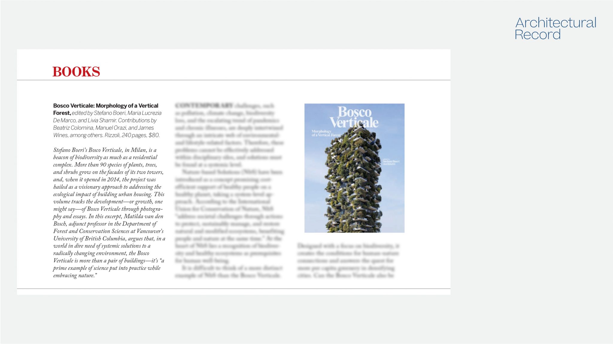 Bosco Verticale su Archtitectural Record