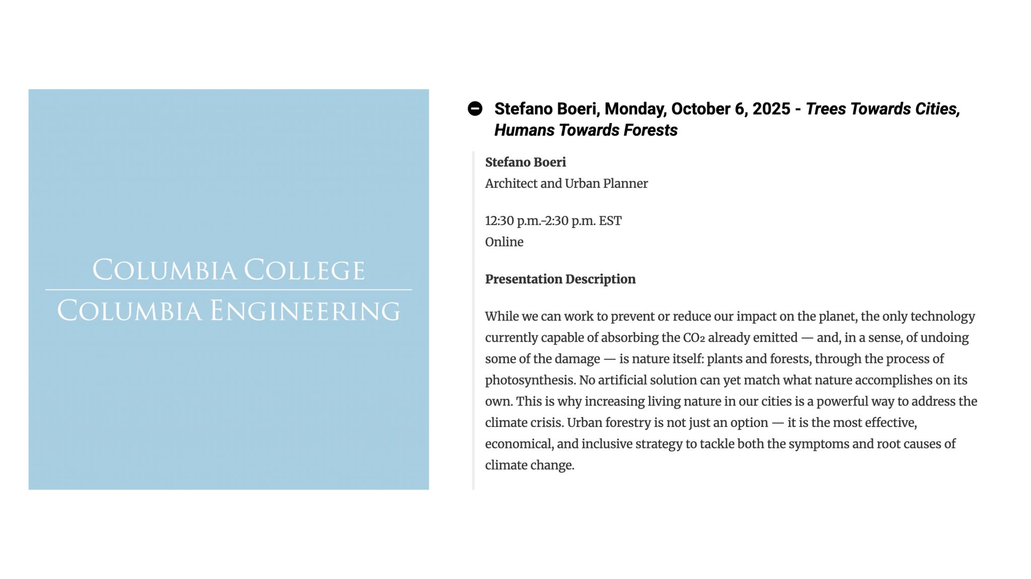Stefano Boeri Columbia University